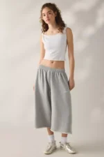 Leg Cropped Jogger Pants Grey